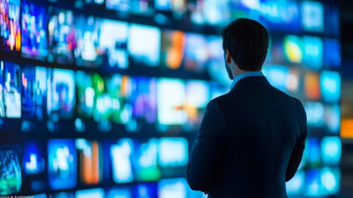 Security analyst monitoring live systems on a wall of dashboards